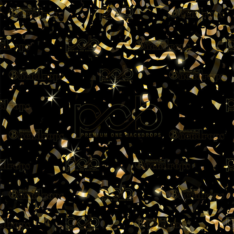 premium one pillow cover backdrops-black and gold confetti