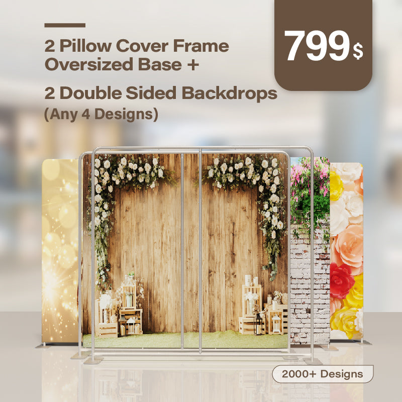 2 Pillow Cover Frame Oversized Base and 2 Double Sided Backdrops (Any 4 Designs)