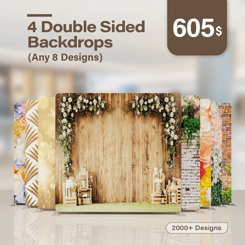 4 Double Sided Backdrops (Any 8 Designs)