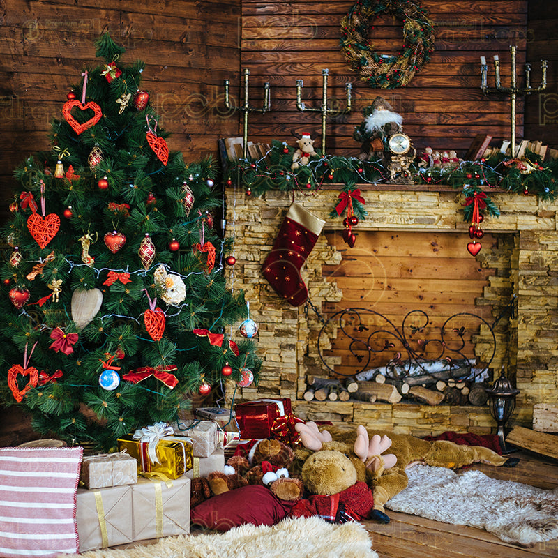 premium one pillowcover backdrops-cozy christmas