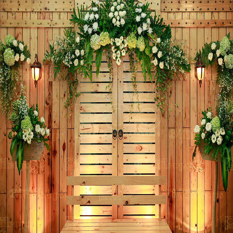 premium one pillowcover backdrops-flower venue door