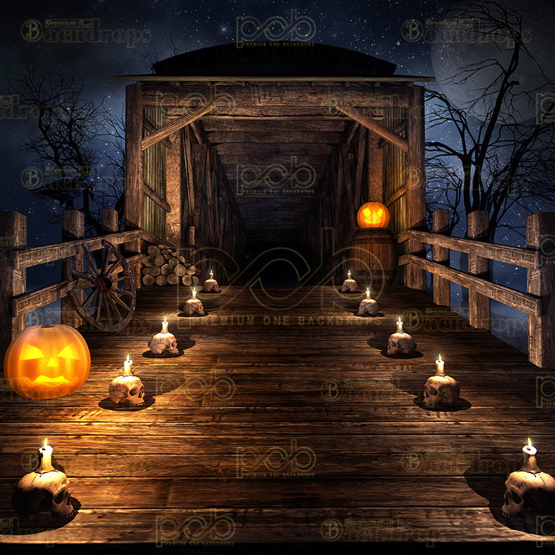 premium one pillowcover backdrops-haunted bridge