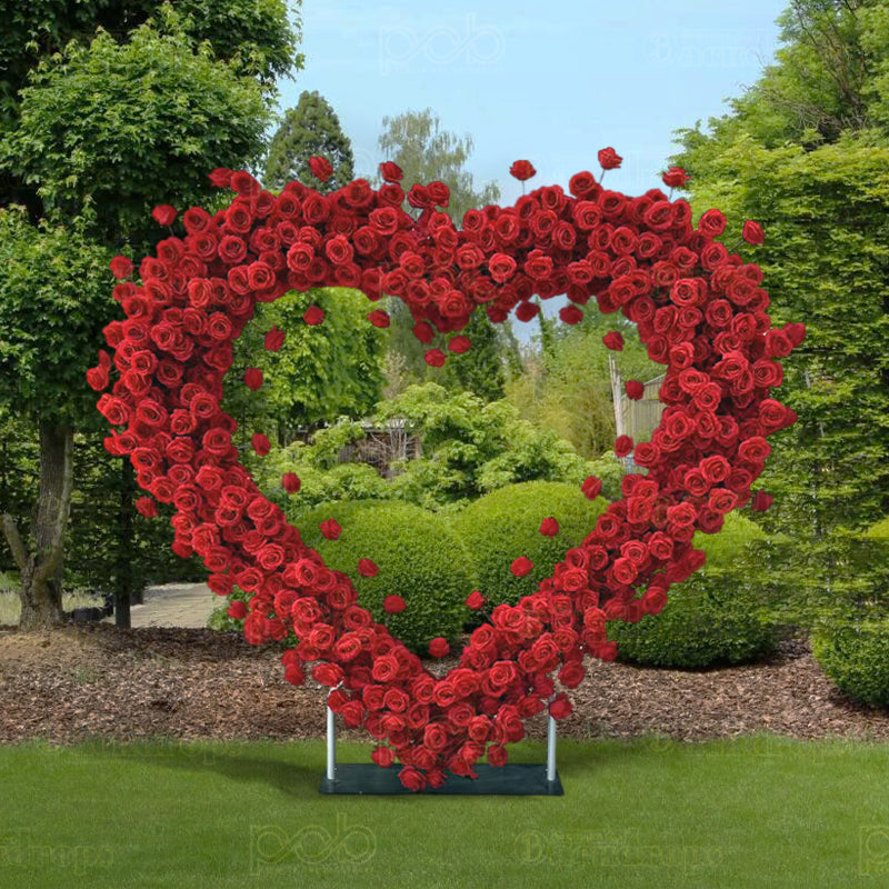 8ft Party Balloon Double Layer Heart Shape Flower Arch Backdrop Stand Heart Backdrop