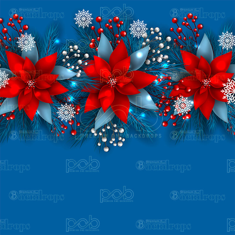 premium one pillowcover backdrops-holiday poinsettas