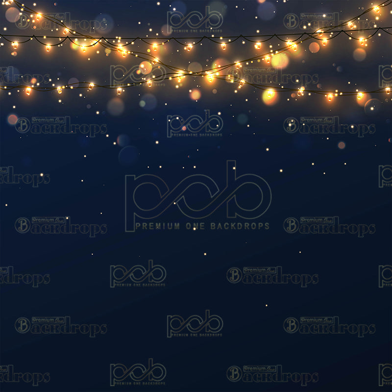 premium one pillowcover backdrops-holiday string lights dark blue