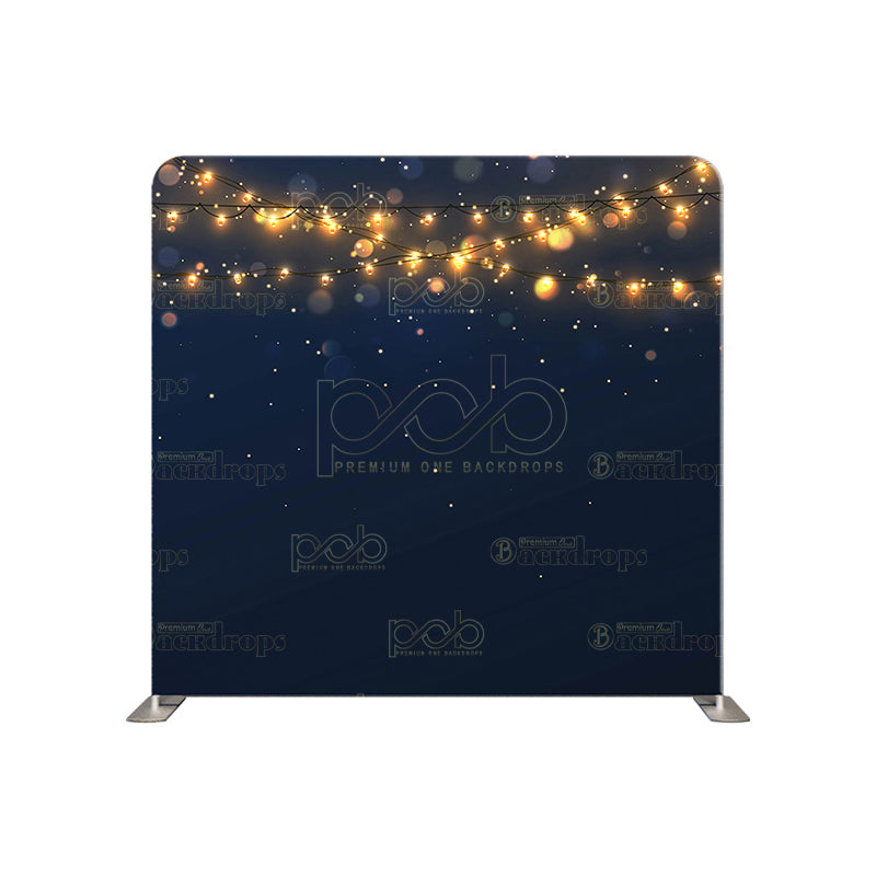 premium one pillowcover backdrops-holiday string lights dark blue