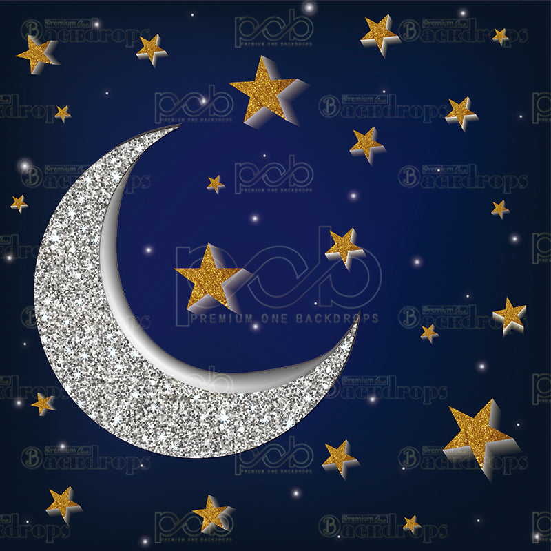 premium one pillowcover backdrops-moon and star