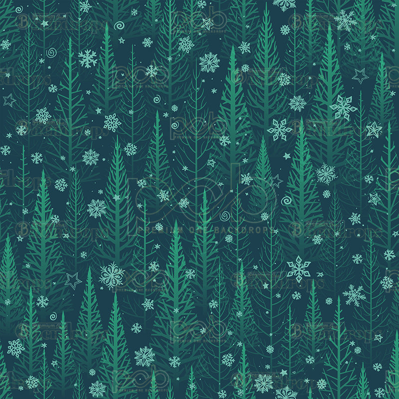 premium one pillowcover backdrops-multi green falling snowflake