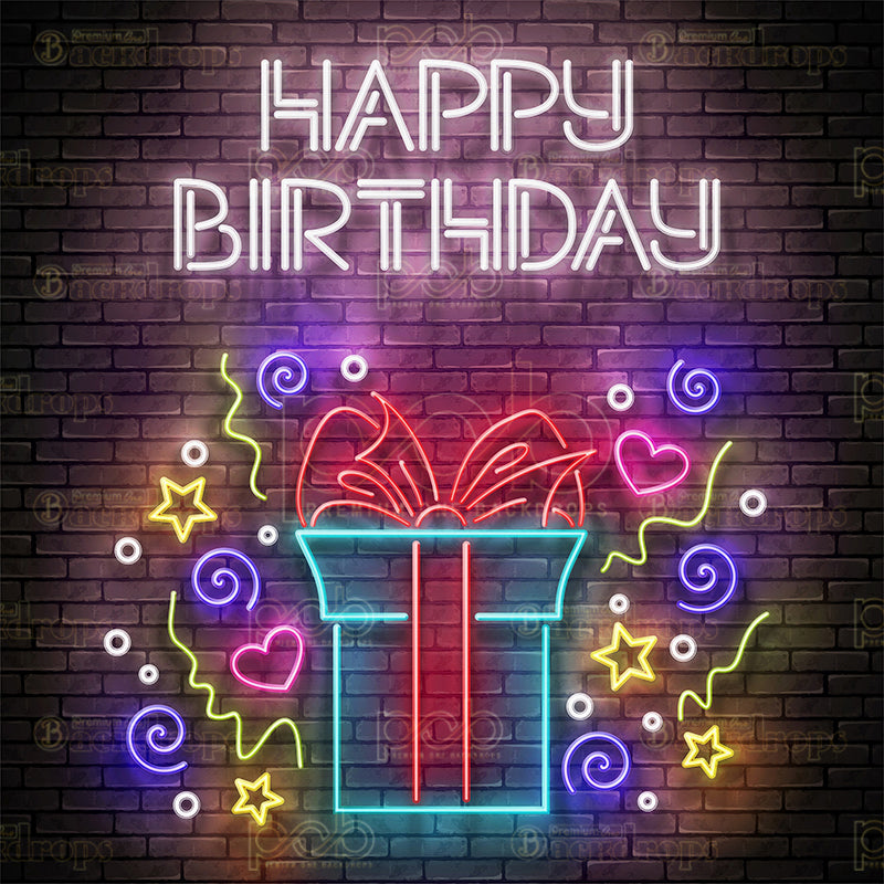 premium one pillowcover backdrops-neon birthday present