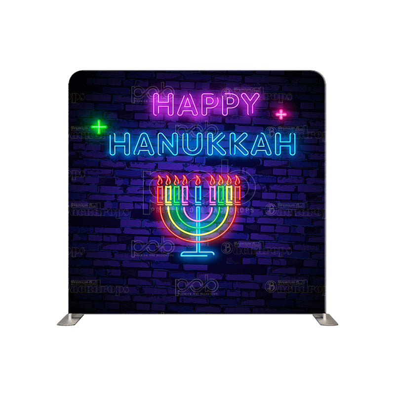 premium one pillowcover backdrops-neon hanukkah