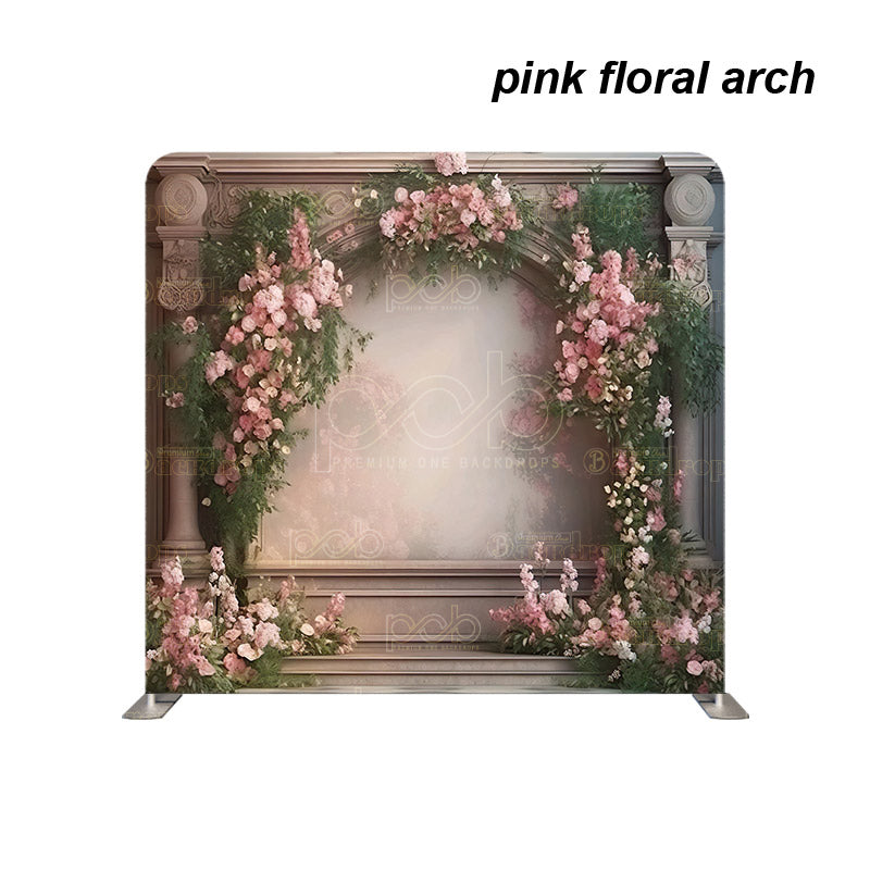 premium one pillowcover backdrops-pink floral arch