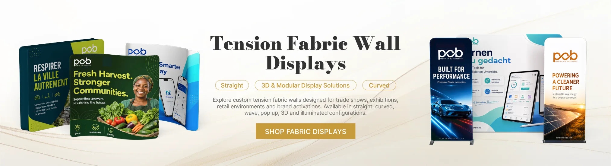 Custom tension fabric wall displays for trade shows, events and branded backdrop setups