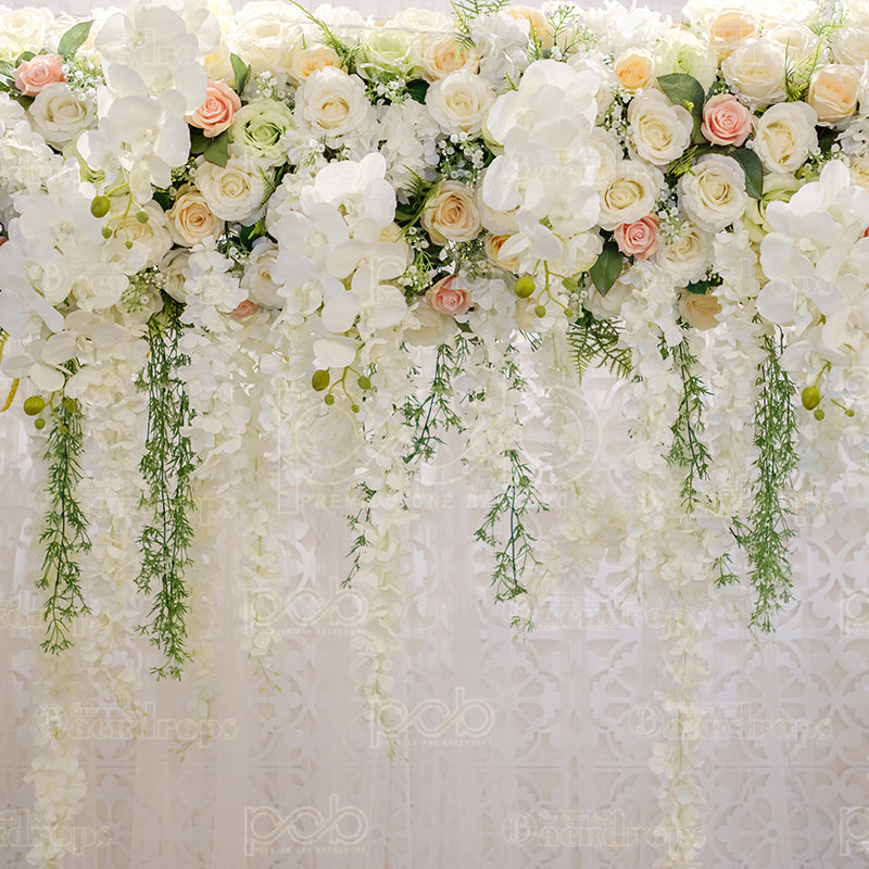 premium one pillowcover backdrops-white hanging flowers